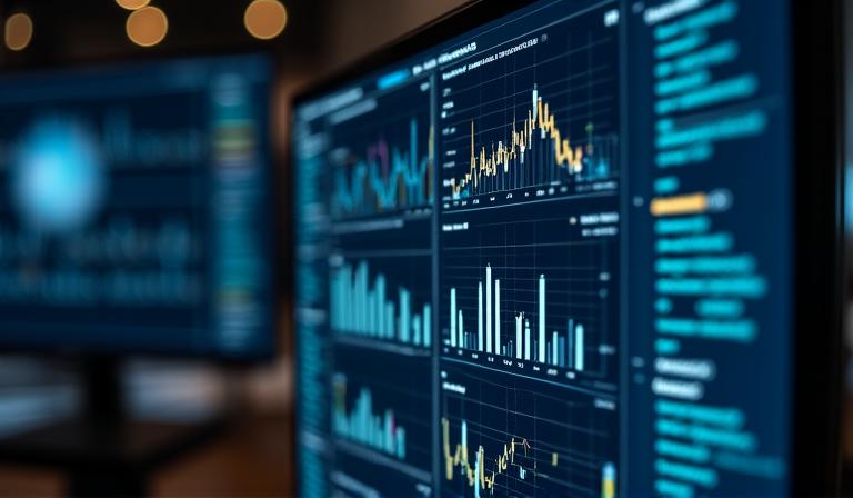 Professional dashboard showing AI-generated summaries next to data visualizations