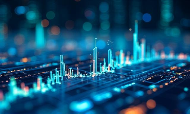 Data visualization showing futuristic predictive analytics trends